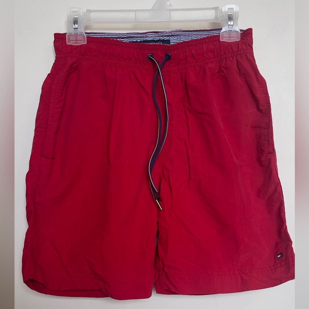 Tommy Hilfiger boy’s  Bold Red Swim Trunks